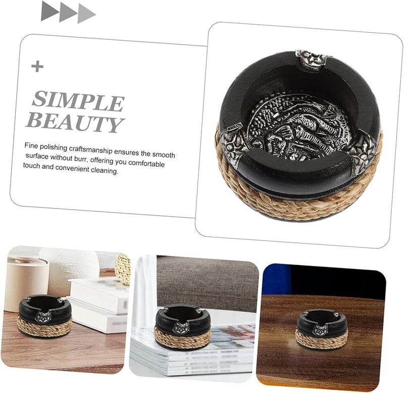 منفضة سجائر خشبية، حاوية رماد مدمجة للمنزل والمكتب، للداخل والخارج، مقاومة للبلى، بتصميم مستقر - Image 5